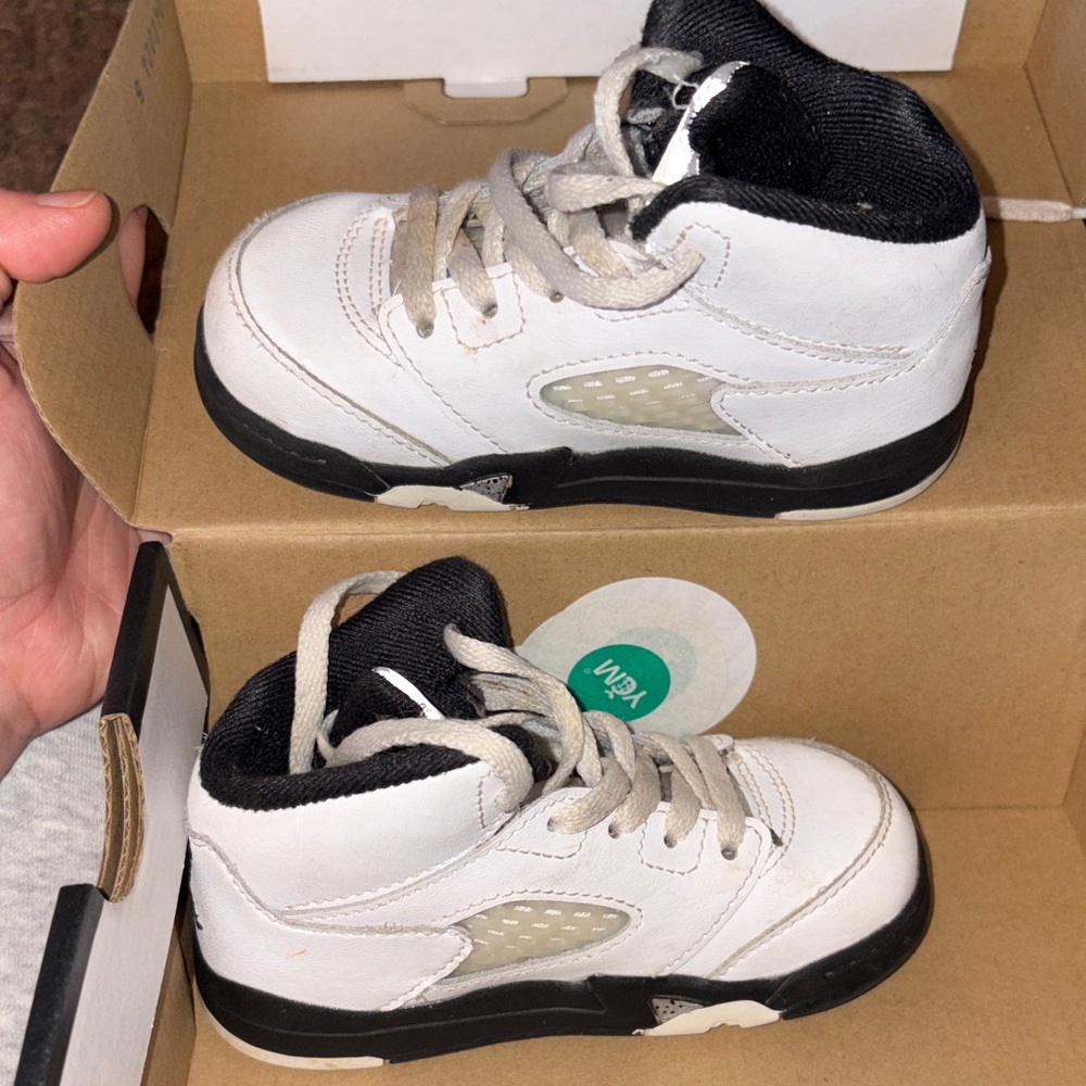 Jordan Kids White and Black High-Top Sneakers